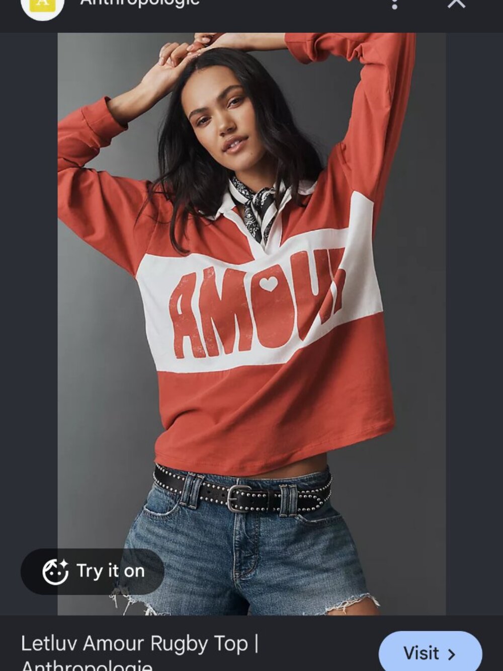 new anthropologie letluv amour rugby top m medium